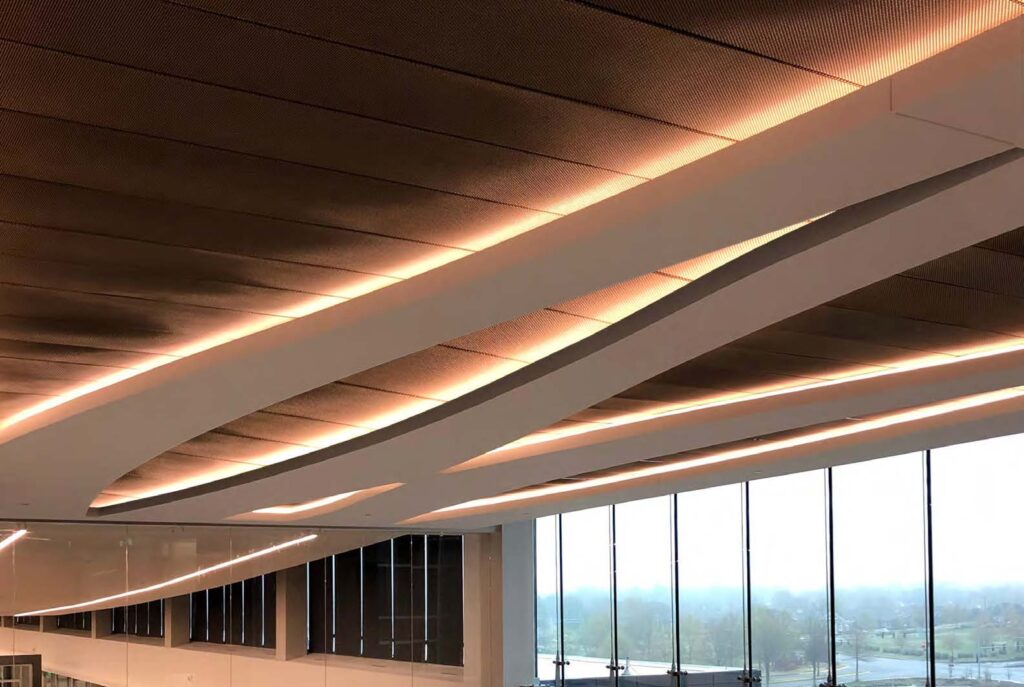 Bank OZK Location: Little Rock, Ark. Lighting Design: Polk Stanley Wilcox Architects Applications: Cove lighting Products: Static White Direct AC RibbonLyte Photographer: Hendue Vidal